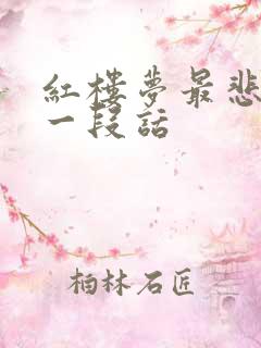 红楼梦最悲伤的一段话
