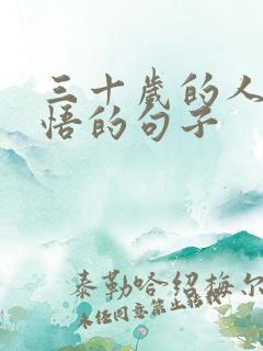 三十岁的人生感悟的句子