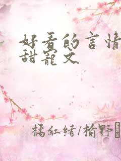 好看的言情小说甜宠文