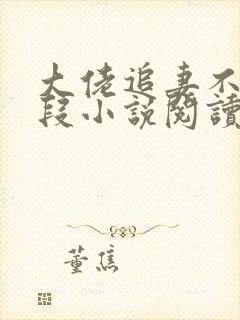 大佬追妻不择手段小说阅读无弹窗