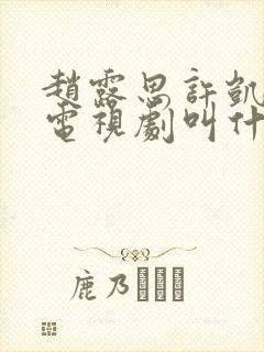 赵露思许凯演的电视剧叫什么