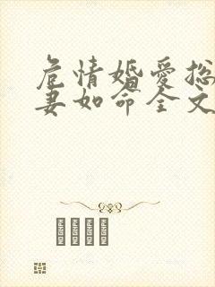 危情婚爱总裁宠妻如命全文阅读