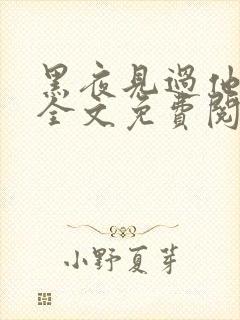黑夜见过他深情全文免费阅读无弹窗
