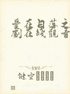 爱在日落之前网剧在线观看