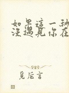 如果这一秒,我没遇见你在线全本免费阅读