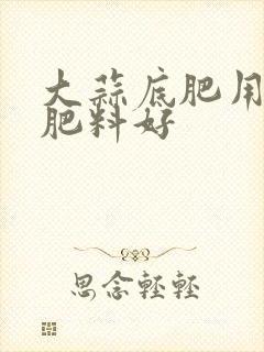 大蒜底肥用什么肥料好