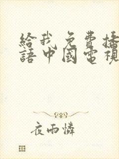 给我免费播放国语中国电视剧
