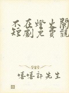 不在灯火阑珊处短剧免费观看全集高清