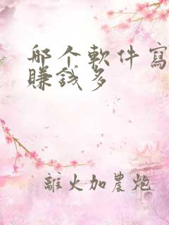 哪个软件写小说赚钱多