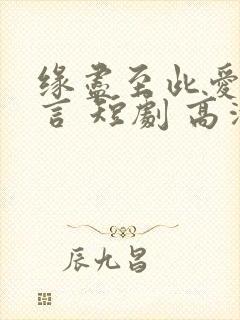 缘尽至此爱不再言 短剧 高清