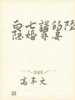 白七诺的陆少的隐婚罪妻