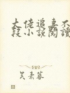 大佬追妻不择手段小说阅读无弹窗