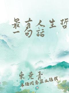 最有人生哲理的一句话