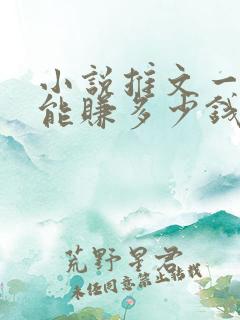 小说推文一个月能赚多少钱