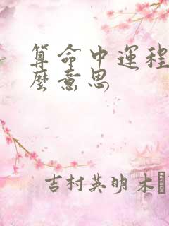 算命中运程是什么意思