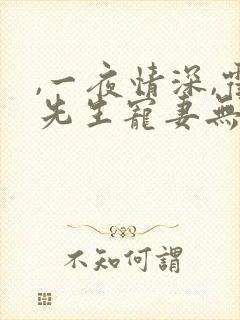,一夜情深,霍先生宠妻无度