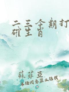 二三今期打一准确生肖