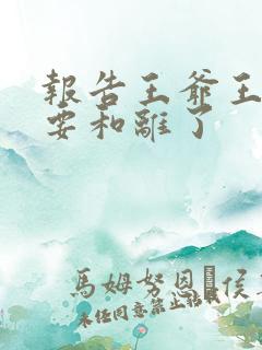 报告王爷王妃又要和离了