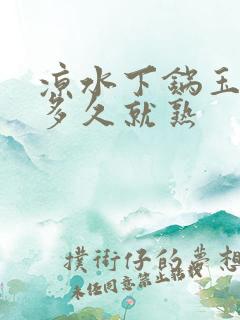 凉水下锅玉米煮多久就熟