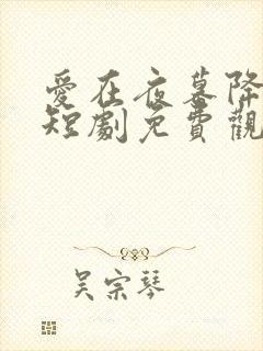 爱在夜幕降临时短剧免费观看 爱在夜幕降临时短剧免费观看