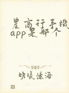 农商行手机银行app是哪个