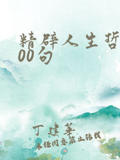 精辟人生哲理100句