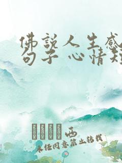 佛说人生感悟的句子 心情短句