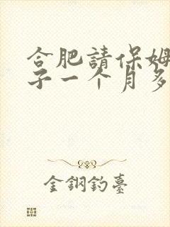 合肥请保姆带孩子一个月多少钱