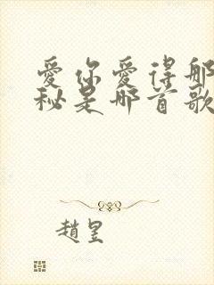爱你爱得那么神秘是哪首歌的歌词