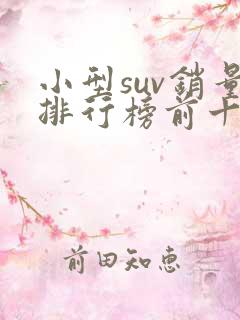 小型suv销量排行榜前十口碑最好