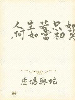 人生若只如初见,何如当初莫相识