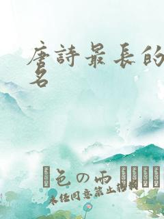 唐诗最长的前十名