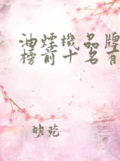 油烟机品牌排行榜前十名有哪些