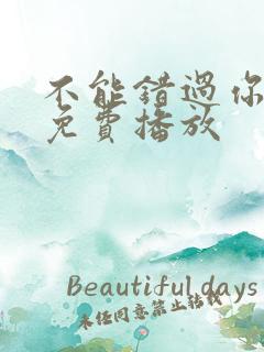 不能错过你电影免费播放