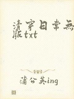 清穿日常无删减版txt