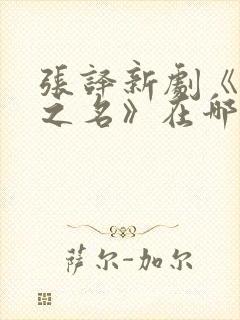 张译新剧《以法之名》在哪个台播出
