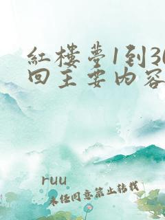 红楼梦1到30回主要内容概括