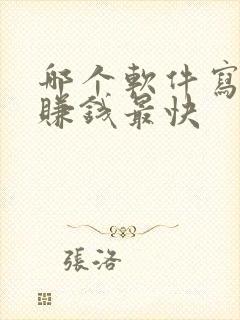 哪个软件写小说赚钱最快