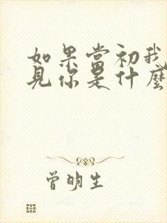 如果当初我没遇见你是什么歌 如果当初我没遇见你是什么歌