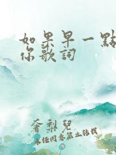 如果早一点遇见你歌词