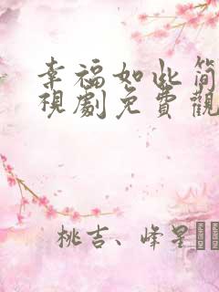 幸福如此简单电视剧免费观看