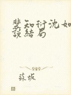 裴知衍沈如霜小说结局
