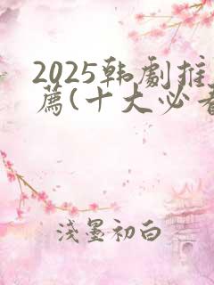 2025韩剧推荐(十大必看韩剧排行榜)