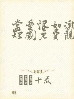 当爱恨如潮生 短剧免费观看