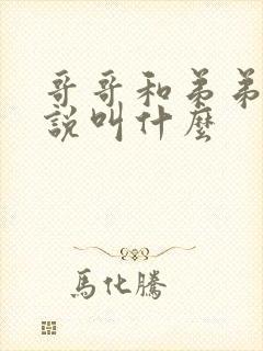 哥哥和弟弟的小说叫什么