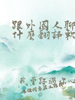 跟外国人聊天用什么翻译软件