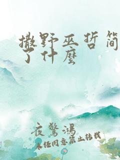 撒野巫哲简介讲了什么