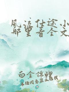 风流仕途小说在哪里看全文免费