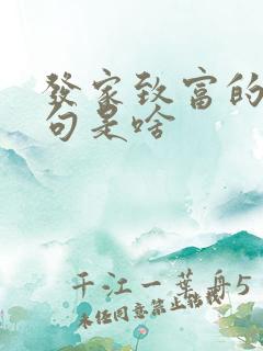 发家致富的下一句是啥