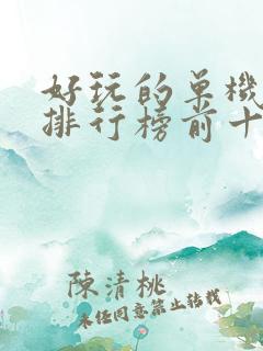 好玩的单机游戏排行榜前十名